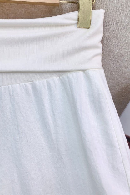 Solid Simple Fold Waist Casual Pants