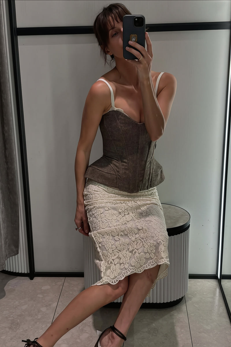 Solid Strapless Slim Corset Tank Top