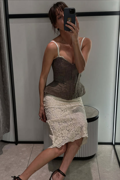 Solid Strapless Slim Corset Tank Top