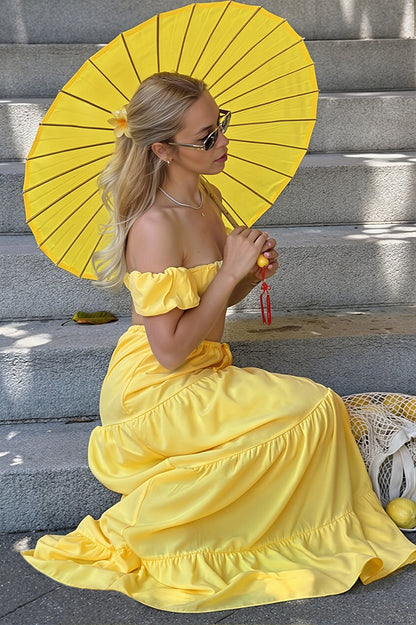 Solid Strapless Tie Ruched Tiered Skirt Sets