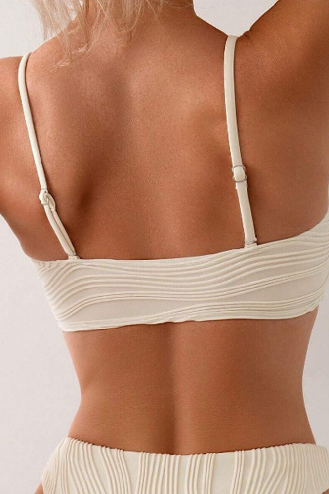 Solid Textured Metal Decor Bikini Set