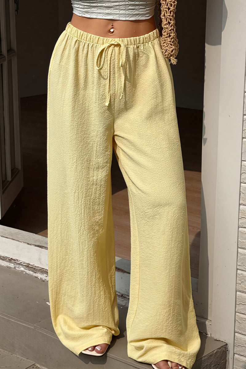 Solid Thin Draped Wide Leg Pants