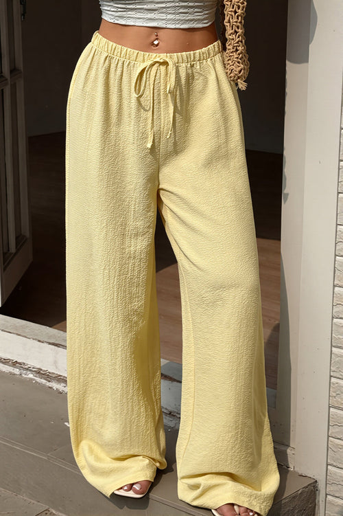 Solid Thin Draped Wide Leg Pants