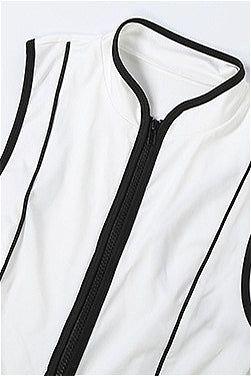 Solid Zip Slim Short Two Piece Set