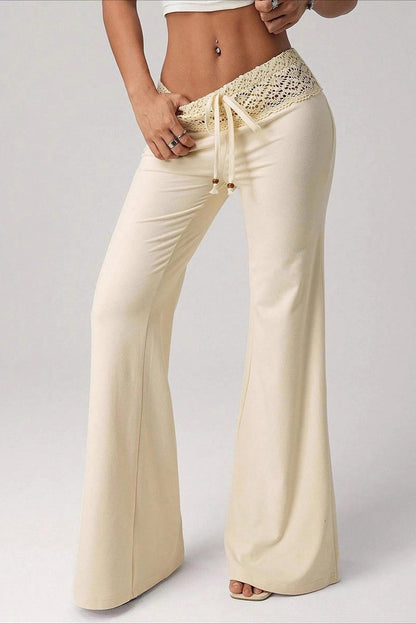 Splice Lace Waist Flared Pants