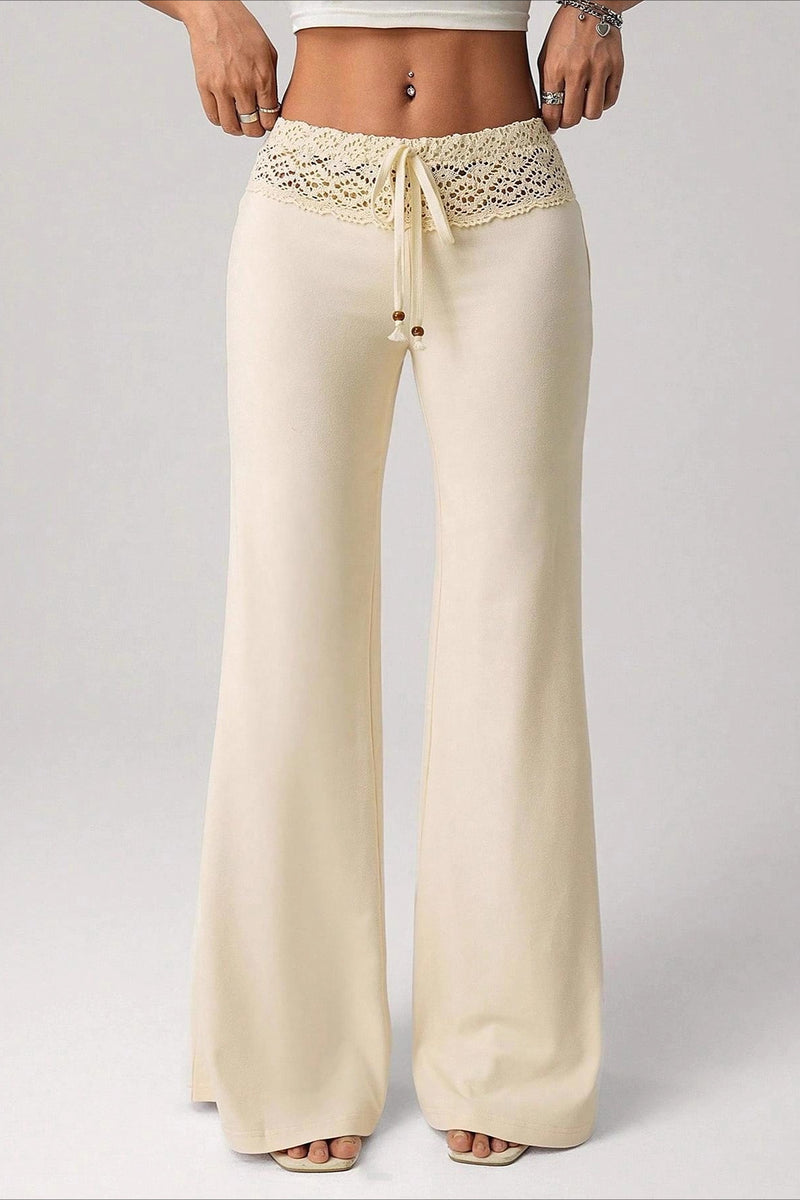 Splice Lace Waist Flared Pants