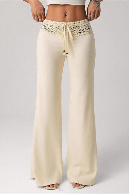Splice Lace Waist Flared Pants