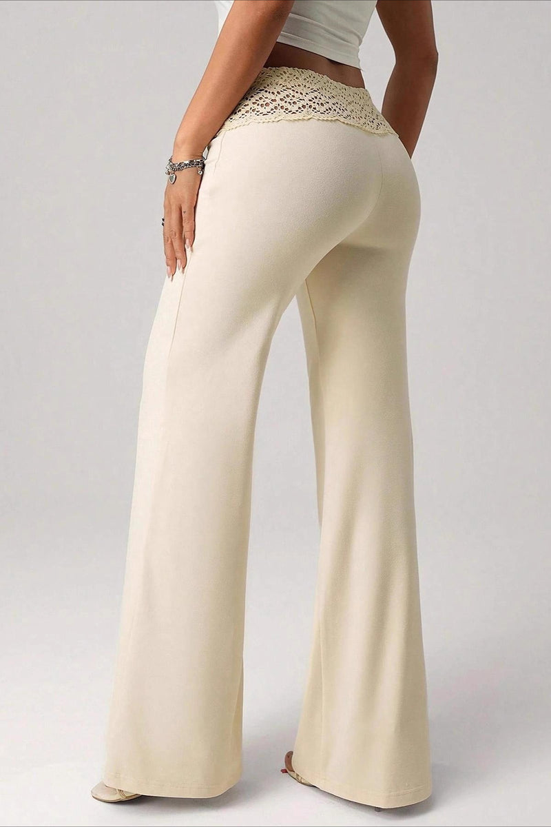 Splice Lace Waist Flared Pants