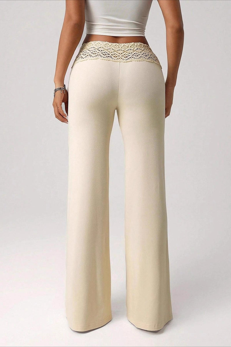 Splice Lace Waist Flared Pants