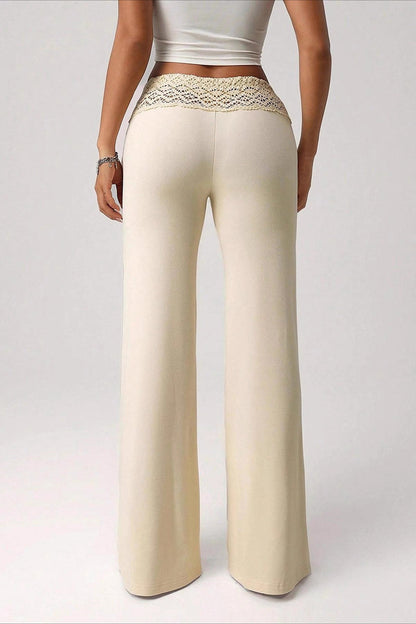 Splice Lace Waist Flared Pants