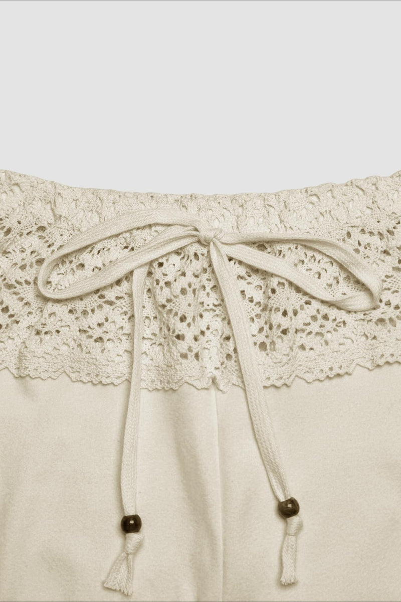 Splice Lace Waist Flared Pants