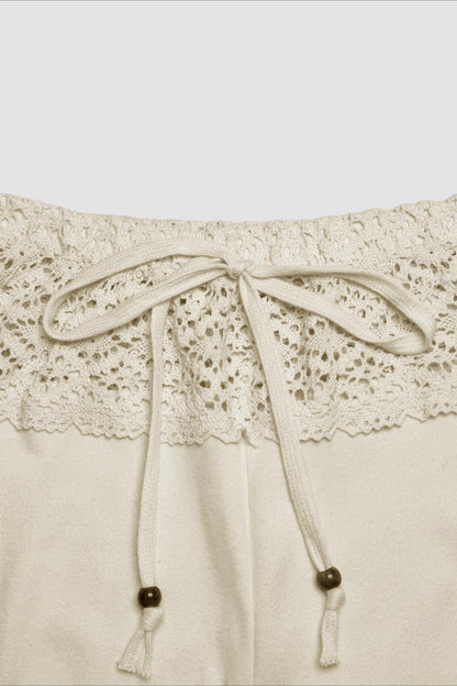 Splice Lace Waist Flared Pants
