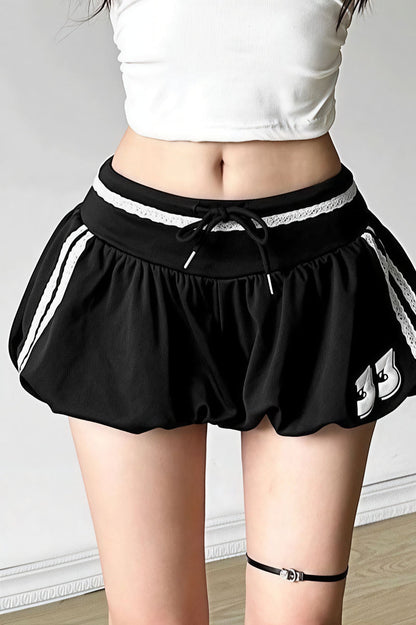 Sporty Color Block Letter Print High Waist Shorts