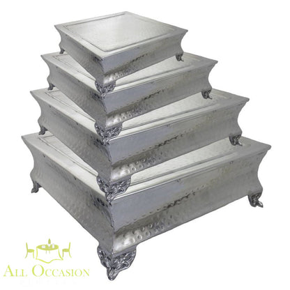 22x22 square cake stand set for rentals, perfect for events in Corona, CA. Enhances any celebration or wedding decor.