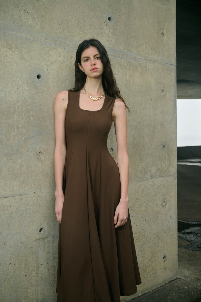 Square neck fit-and-flare dress
