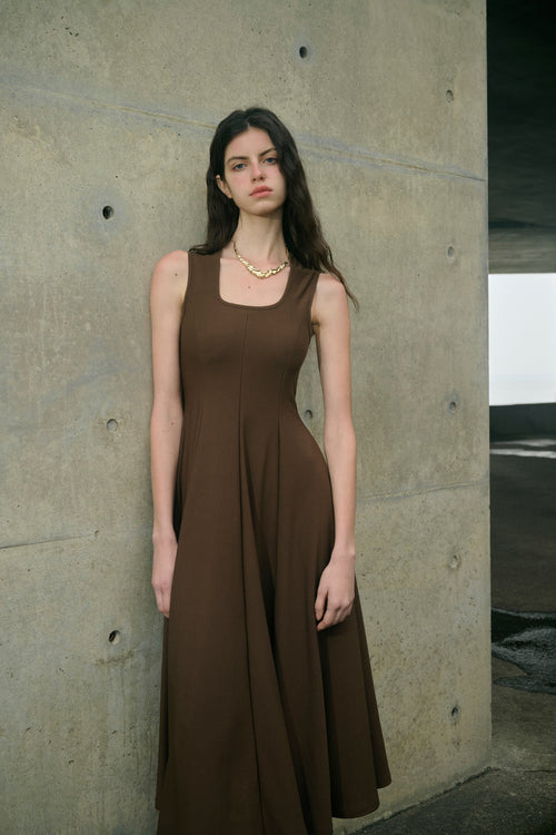 Square neck fit-and-flare dress