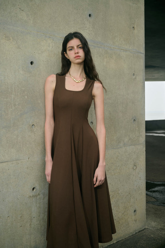 Square neck fit-and-flare dress