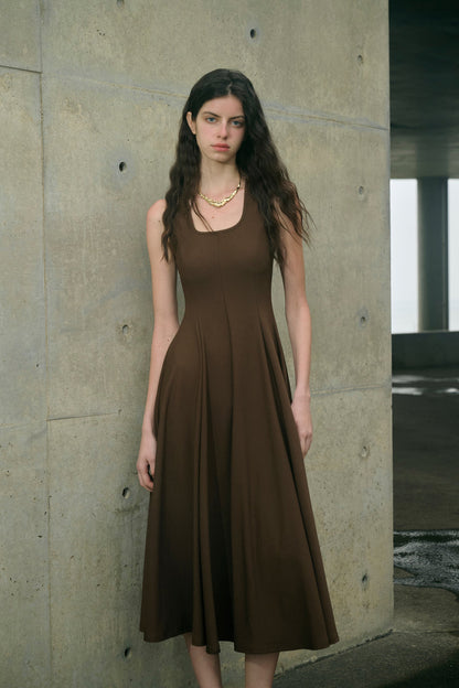 Square neck fit-and-flare dress
