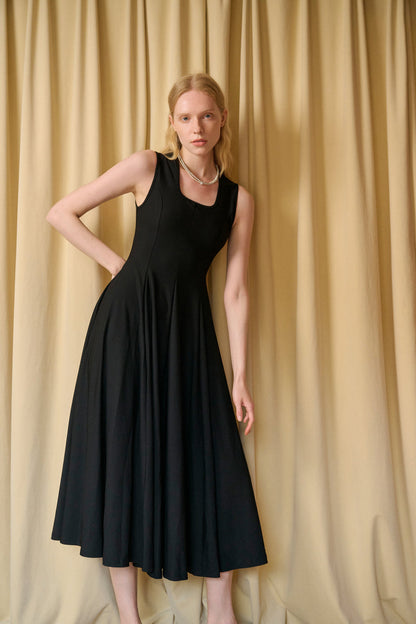 Square neck fit-and-flare dress