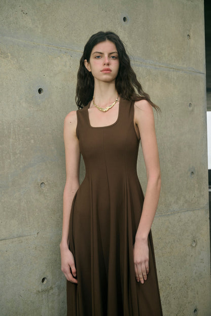 Square neck fit-and-flare dress
