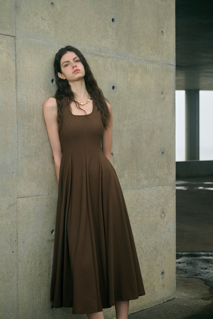 Square neck fit-and-flare dress