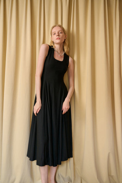 Square neck fit-and-flare dress