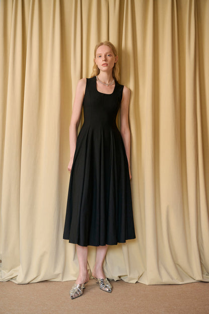 Square neck fit-and-flare dress