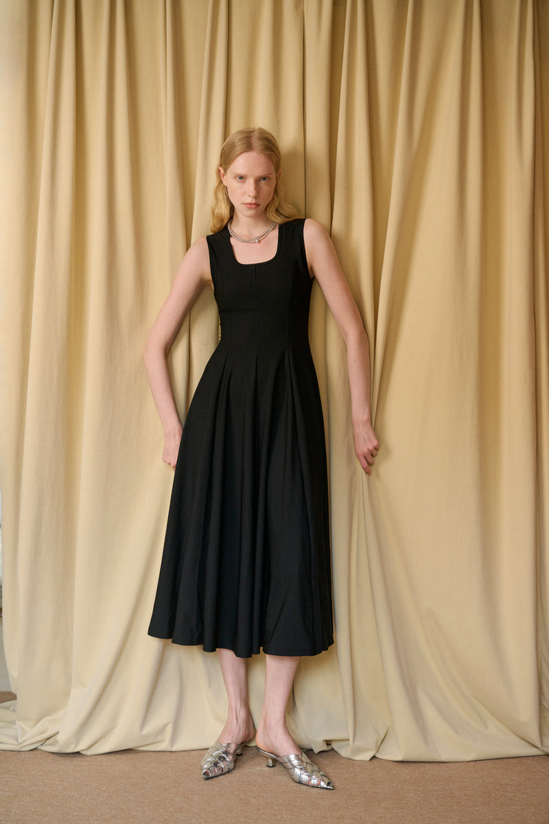 Square neck fit-and-flare dress