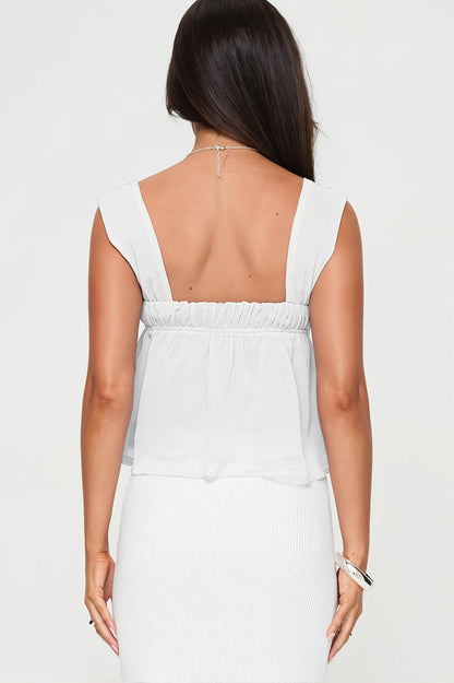 Square Neck Lace-Up Cami Tank Top