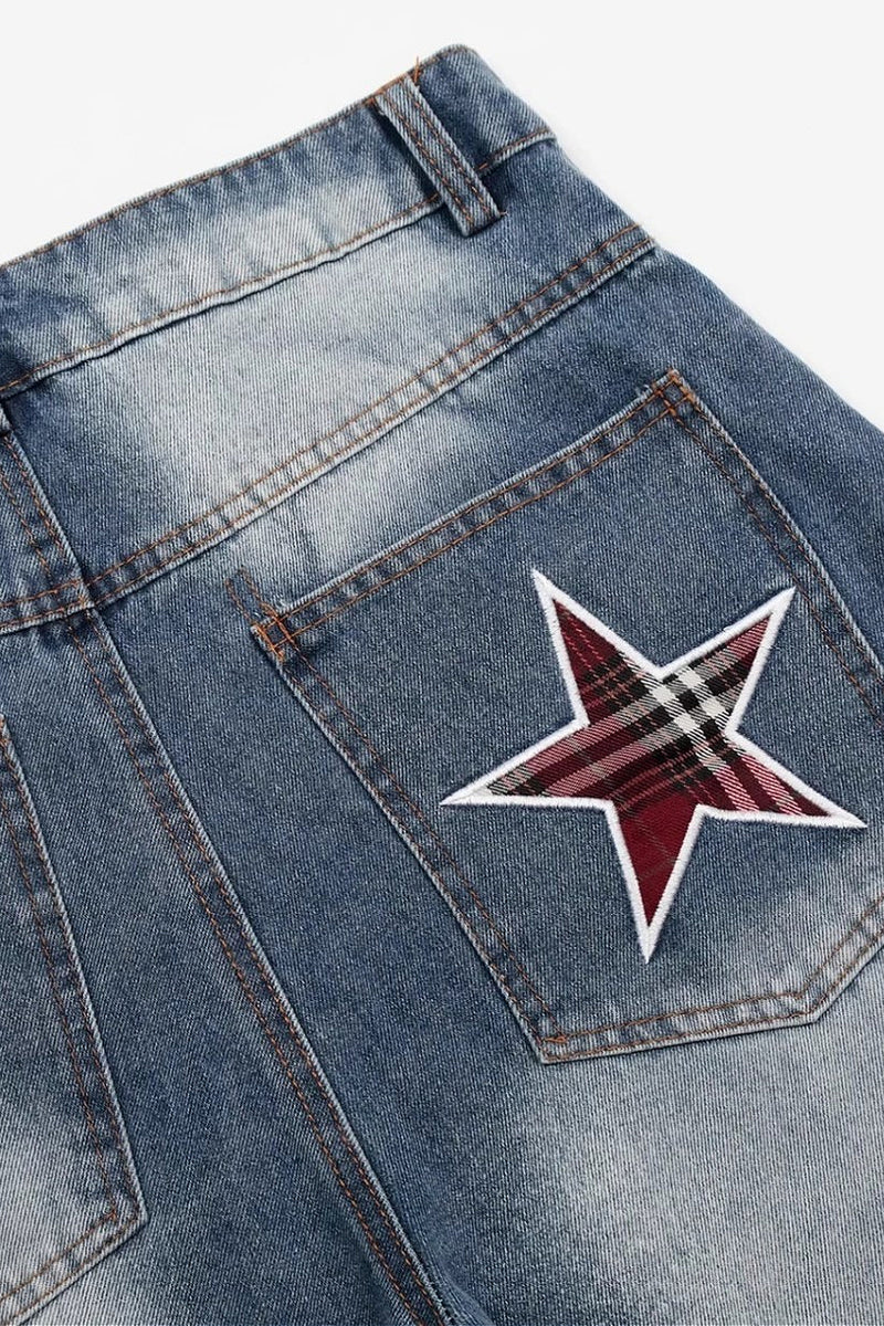 Star Embroidered Baggy Jeans