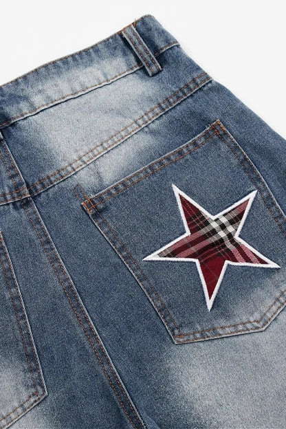 Star Embroidered Baggy Jeans