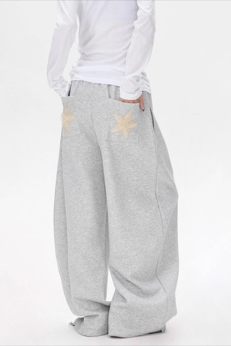 Star Embroidered Baggy Sweat Pants