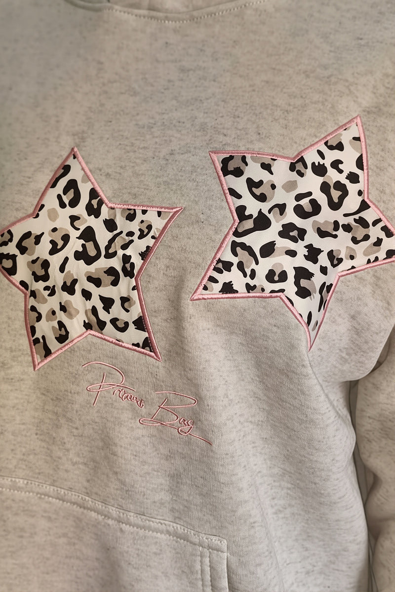 Star Embroidered Loose Pullover Hoodie