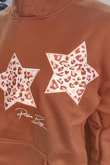 Star Embroidered Loose Pullover Hoodie
