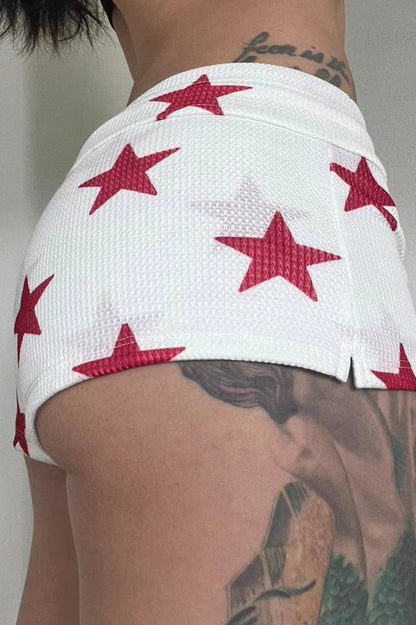 Star Print Drawstring Shorts