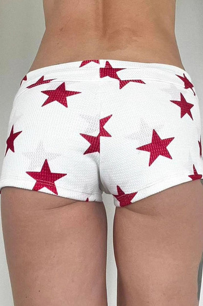 Star Print Drawstring Shorts