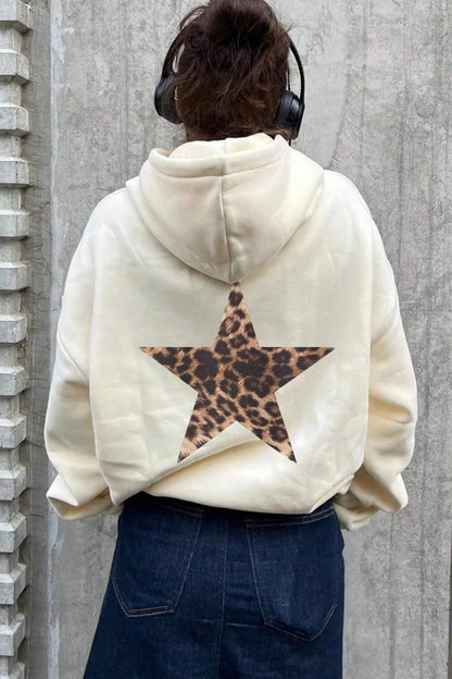 Star Print Loose Fit Pullover Hoodie