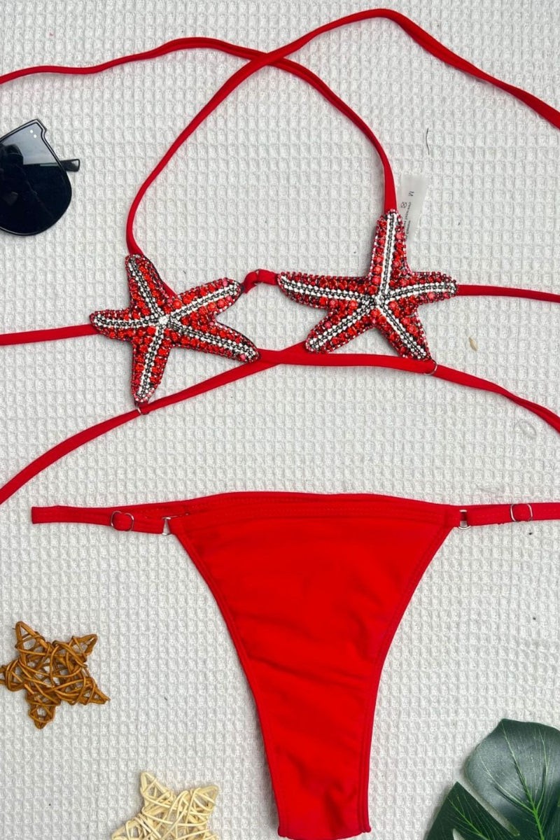Starfish Rhinestone Sexy Bikini Set