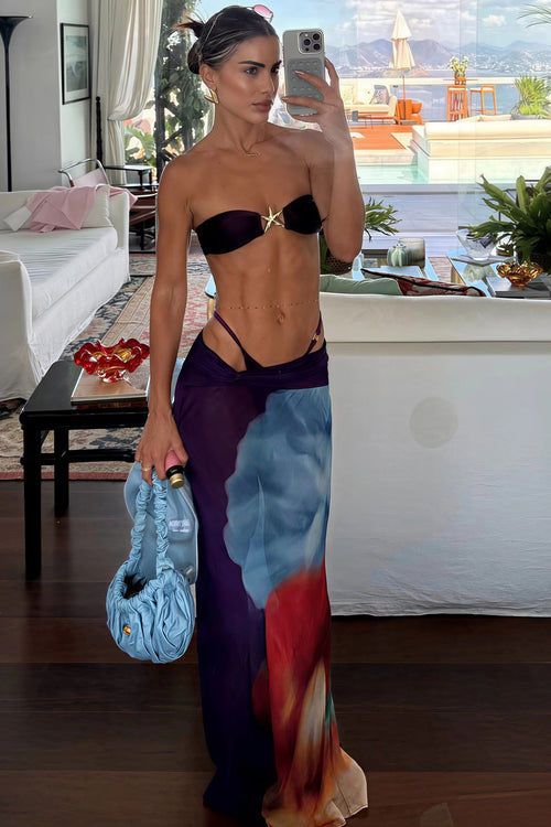 Strapless Bikini With Long Skirt Three Piece Swim Sets
