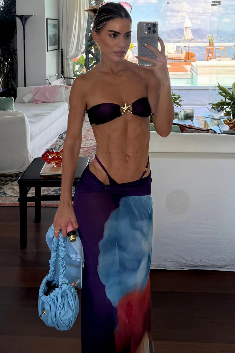 Strapless Bikini With Long Skirt Three Piece Swim Sets