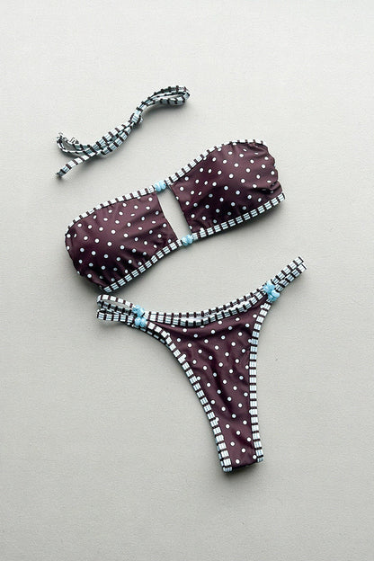 Strapless Nylon Bandeau Bikini Set
