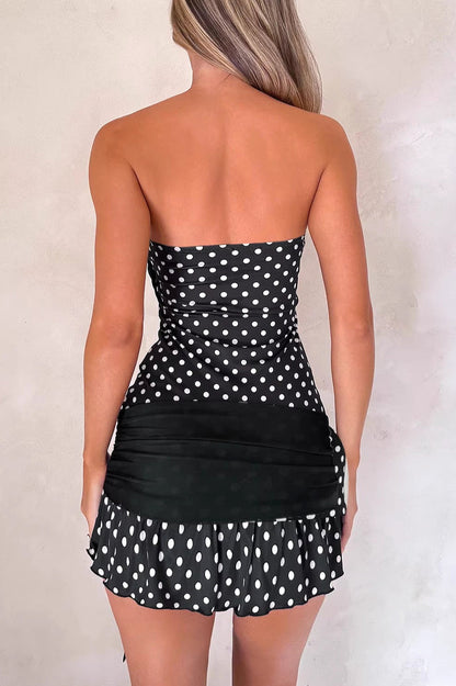 Strapless Tie Polka Dot Mini Dress