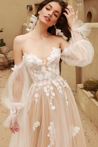 Strapless Vintage Lace Off Shoulder Wedding Dress