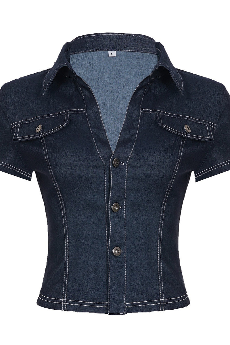 Street Hot Denim Cropped Blouse