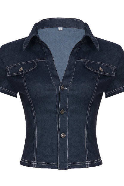 Street Hot Denim Cropped Blouse