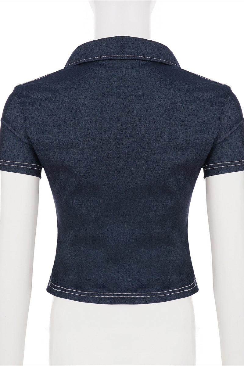 Street Hot Denim Cropped Blouse