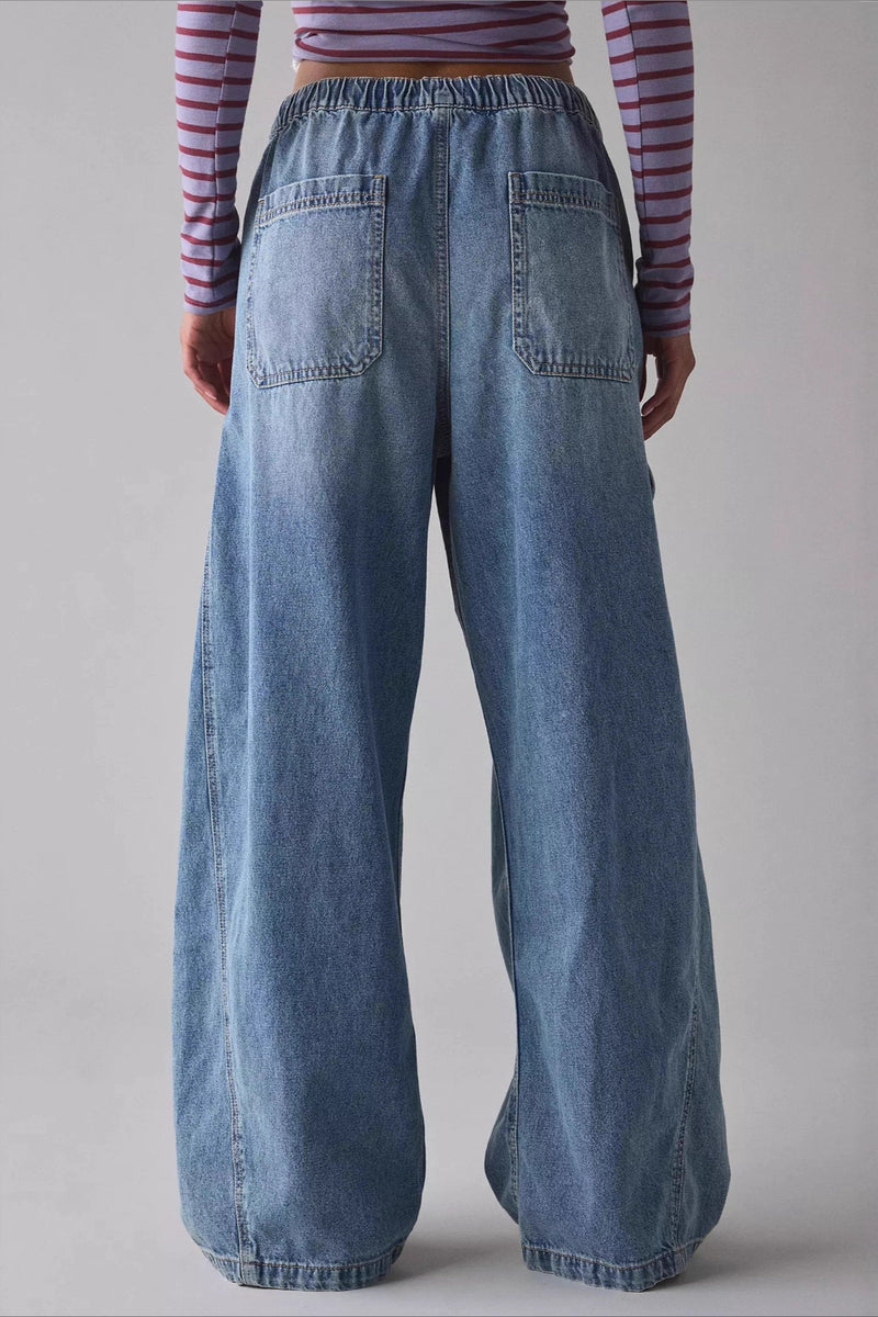 Street Tie Casual Loose Pocket Jeans