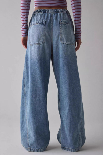 Street Tie Casual Loose Pocket Jeans