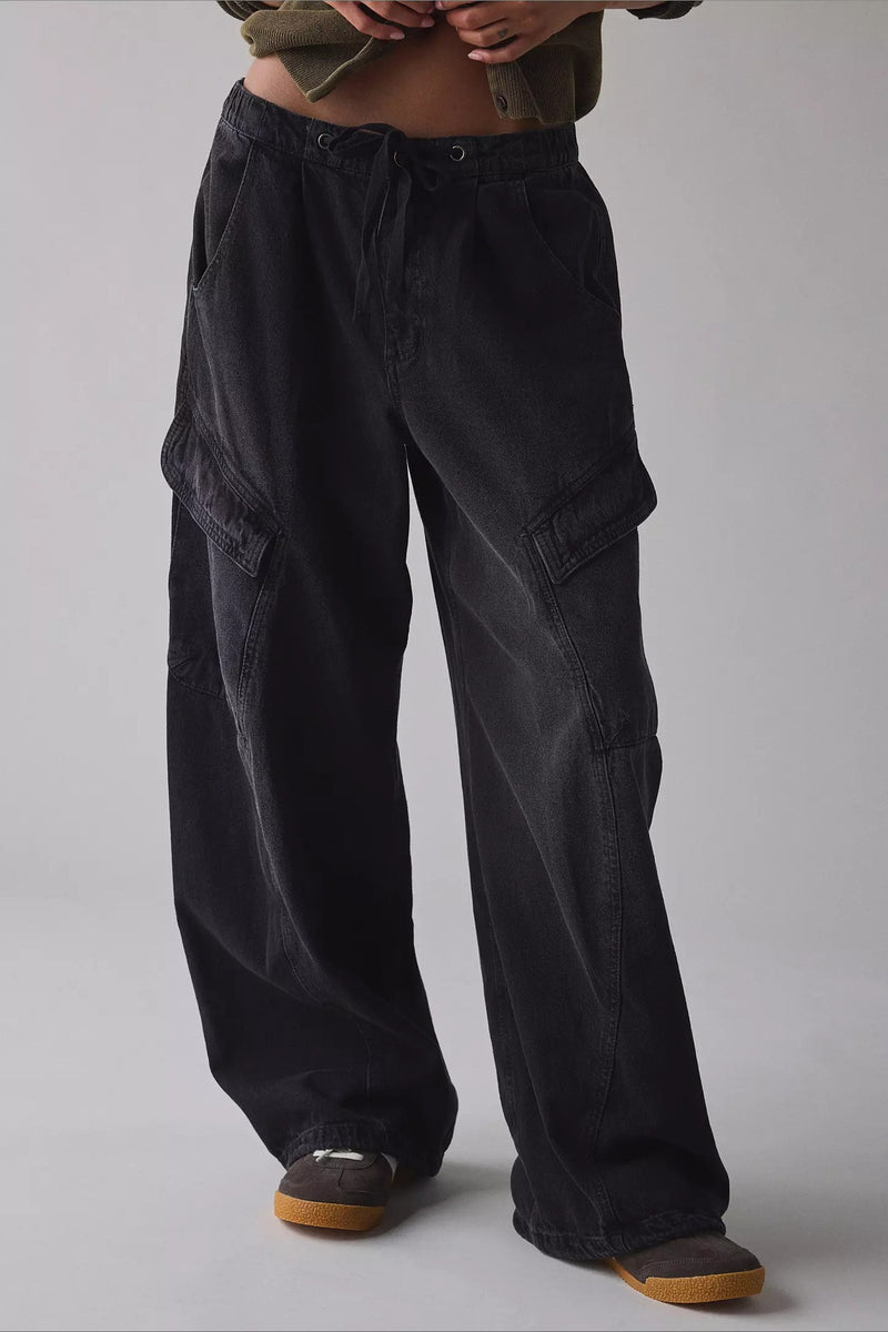 Street Tie Casual Loose Pocket Jeans