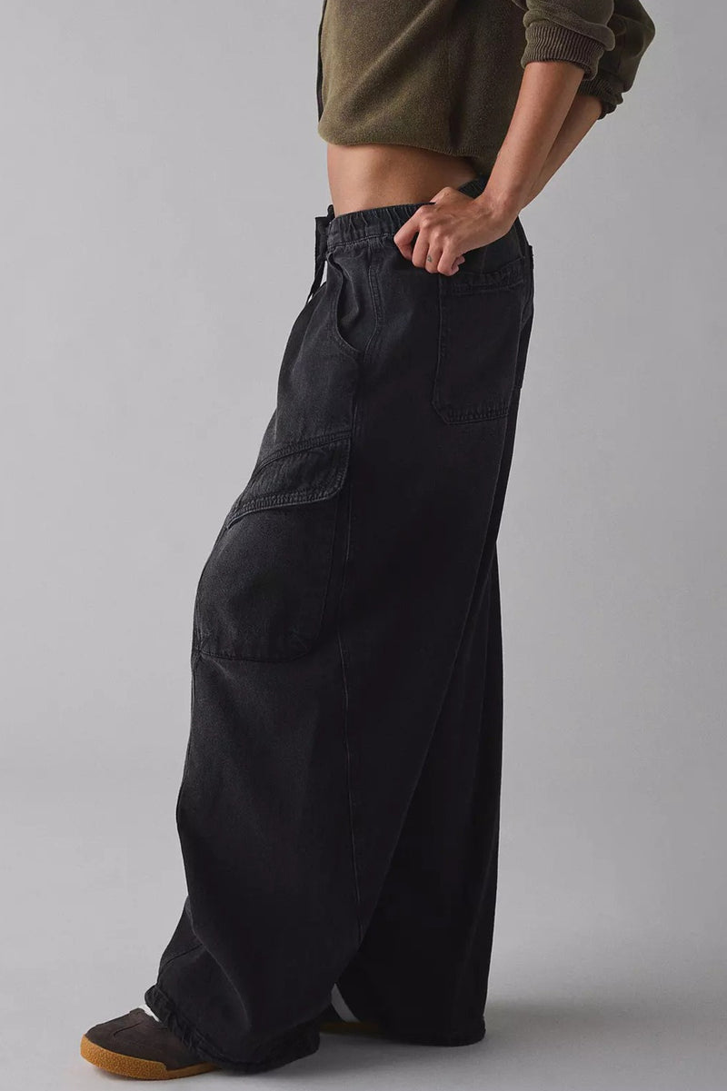 Street Tie Casual Loose Pocket Jeans